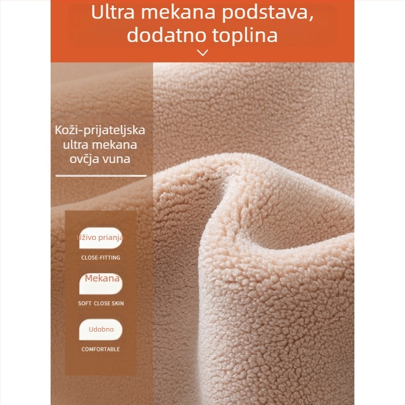 Ženske termo-leggings s ovčjim fleeceom za zimu, visok pojas, debeli, širokog kroja