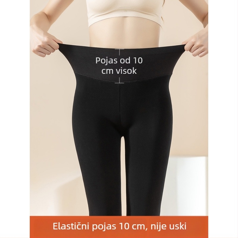 Ženske termo-leggings s ovčjim fleeceom za zimu, visok pojas, debeli, širokog kroja