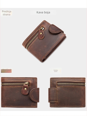 Novčanik za kartice od prave kože, dvostruko preklop, europsko-američki vintage stil, zaštita od krađe