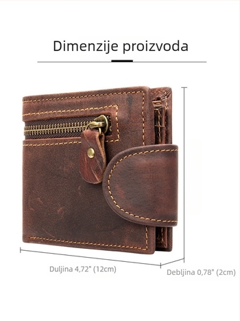 Novčanik za kartice od prave kože, dvostruko preklop, europsko-američki vintage stil, zaštita od krađe