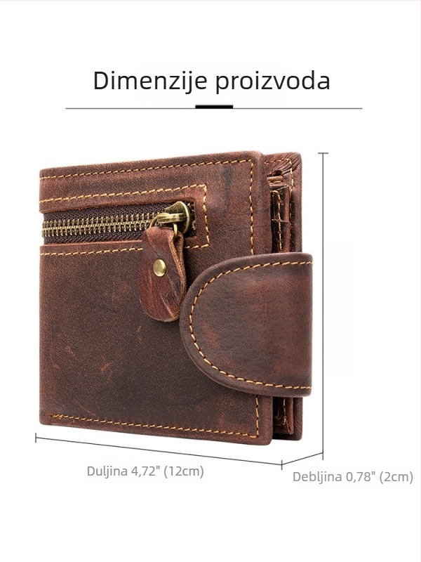Novčanik za kartice od prave kože, dvostruko preklop, europsko-američki vintage stil, zaštita od krađe