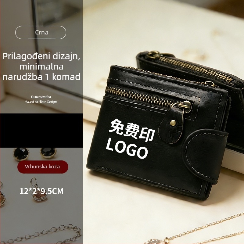 Novčanik za kartice od prave kože, dvostruko preklop, europsko-američki vintage stil, zaštita od krađe