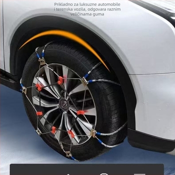 Univerzalni sigurnosni lanac od čeličnog užeta za automobile i SUV, za gume 165–265 mm, težina 5–10 kg, čelična konstrukcija