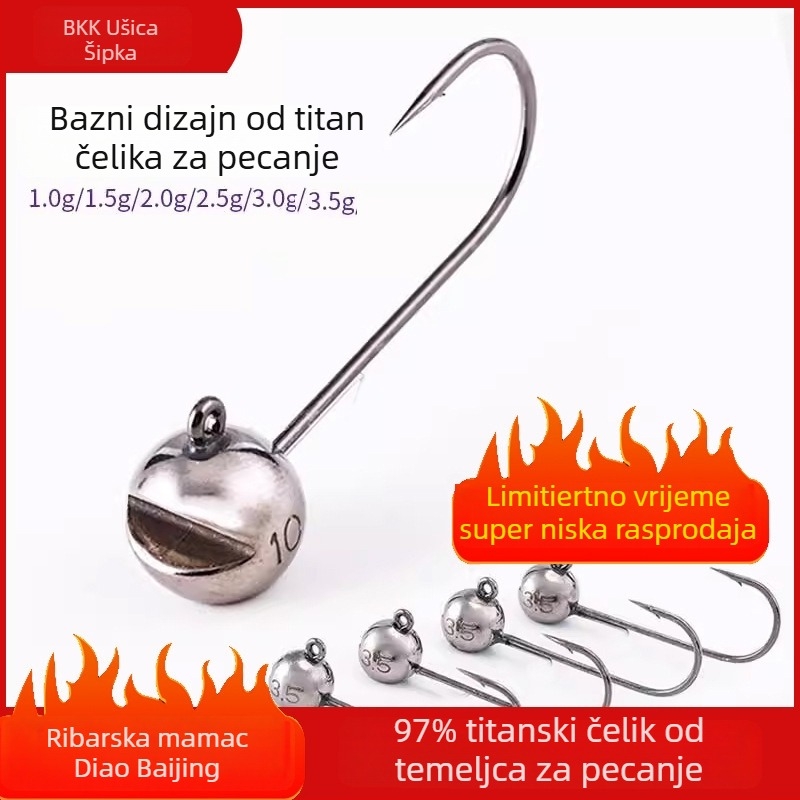 Kuka za ribolov s glavom od volframovog čelika, bez bodlja, za crnog basa, protiv zaplitanja, ribolov u jezeru