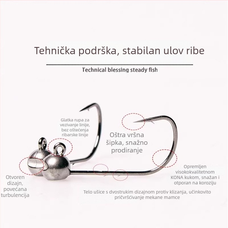 Kuka za ribolov s glavom od volframovog čelika, bez bodlja, za crnog basa, protiv zaplitanja, ribolov u jezeru