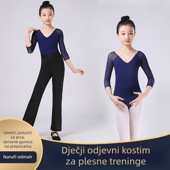 Dječji mrežasti balet jednopojasni kombinezon (djevojčice, ljeto, 90% Spandex, bambusova ugljena vlakna, uzrast 3–8 godina)