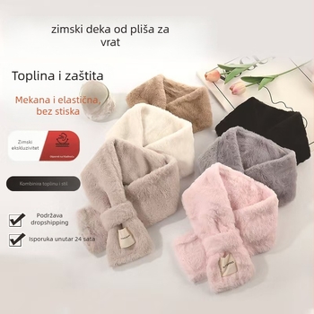 Šal od umjetnog mačjeg krzna - zimska toplina, ravno tkanje, Korejski In stil, svježe i slatko