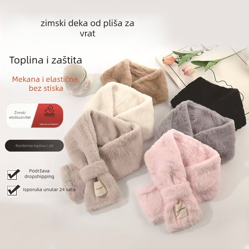 Šal od umjetnog mačjeg krzna - zimska toplina, ravno tkanje, Korejski In stil, svježe i slatko