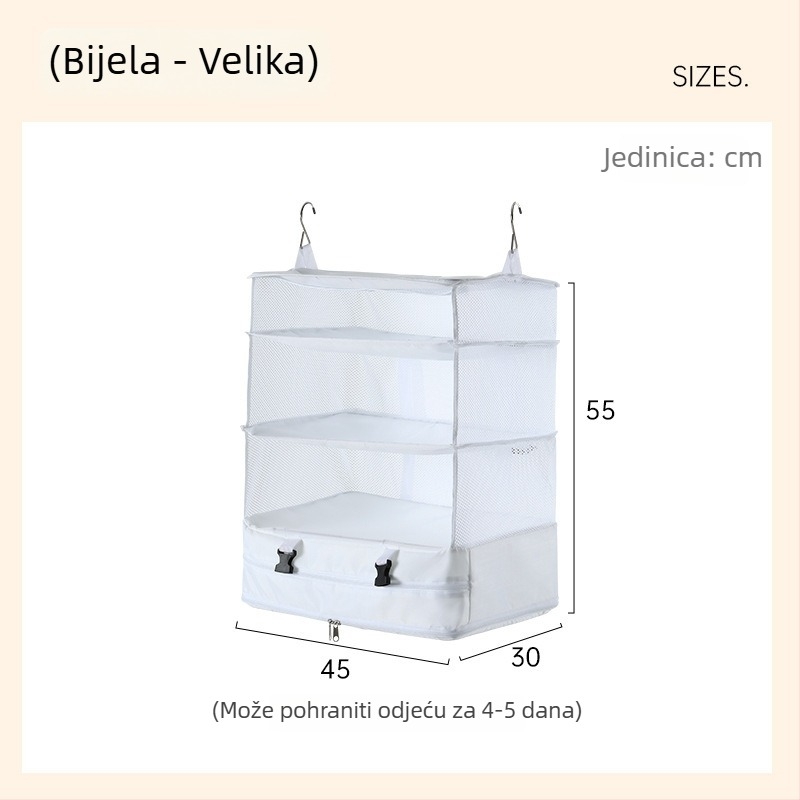 Troslojna kubična torba za pohranu, poliester, višenamjenski putni organizator za donje rublje i odjeću, za putovanja i skladištenje u domu