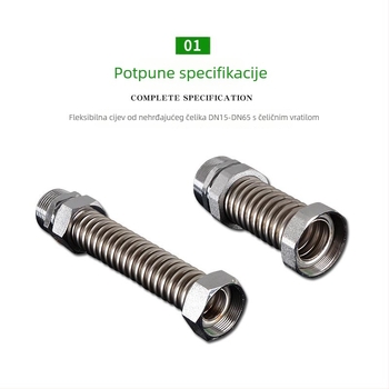 Nehrđajući čelični valoviti cijev s čeličnim vrhom za središnju klimatizaciju — nominalni tlak 1,6, radna temperatura 120°C, model čelični vrh