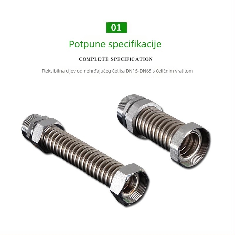 Nehrđajući čelični valoviti cijev s čeličnim vrhom za središnju klimatizaciju — nominalni tlak 1,6, radna temperatura 120°C, model čelični vrh