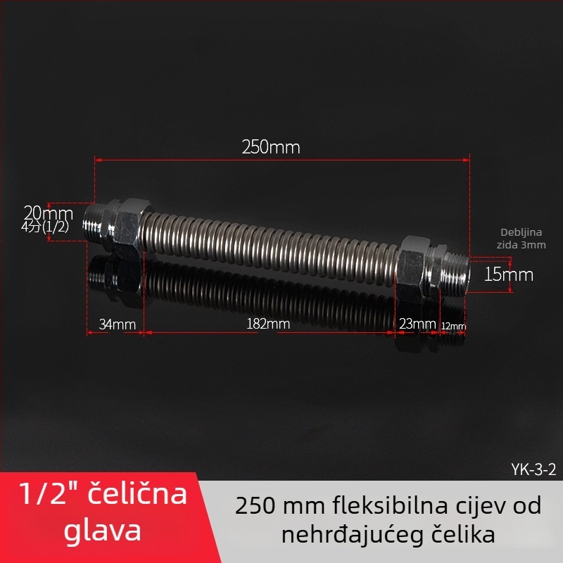 Nehrđajući čelični valoviti cijev s čeličnim vrhom za središnju klimatizaciju — nominalni tlak 1,6, radna temperatura 120°C, model čelični vrh