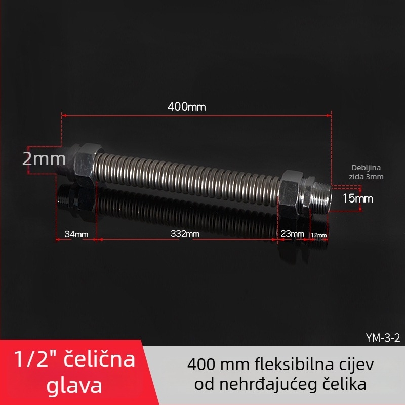 Nehrđajući čelični valoviti cijev s čeličnim vrhom za središnju klimatizaciju — nominalni tlak 1,6, radna temperatura 120°C, model čelični vrh