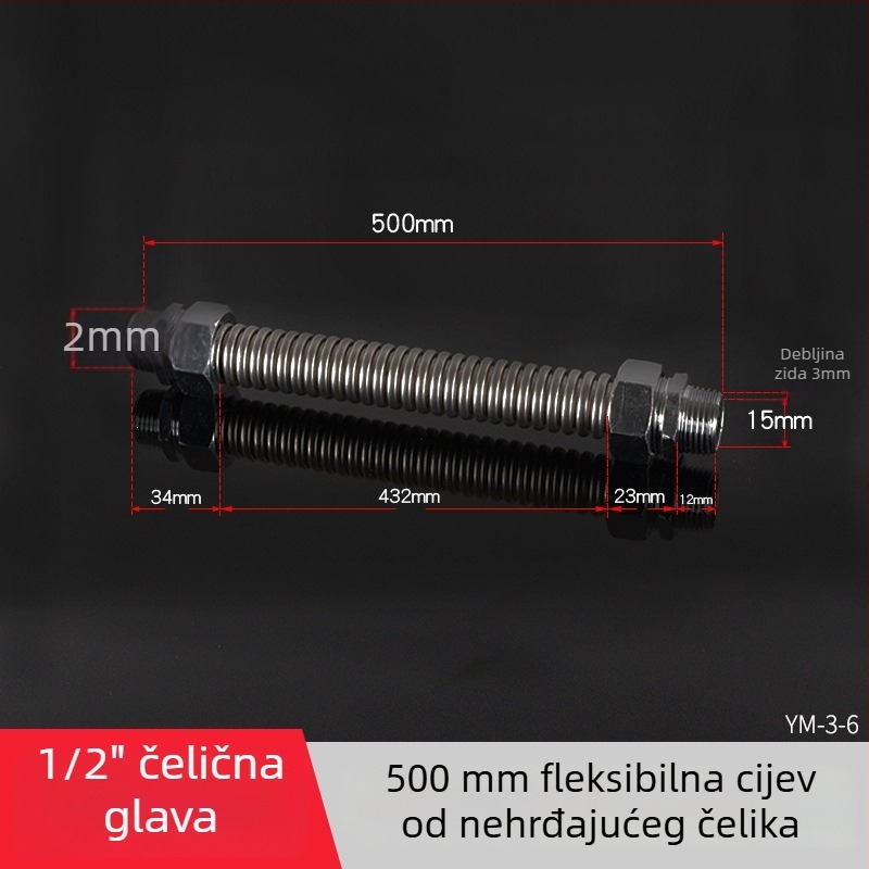 Nehrđajući čelični valoviti cijev s čeličnim vrhom za središnju klimatizaciju — nominalni tlak 1,6, radna temperatura 120°C, model čelični vrh