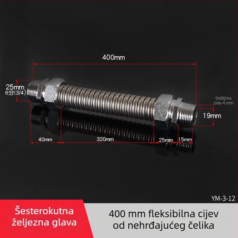 Nehrđajući čelični valoviti cijev s čeličnim vrhom za središnju klimatizaciju — nominalni tlak 1,6, radna temperatura 120°C, model čelični vrh