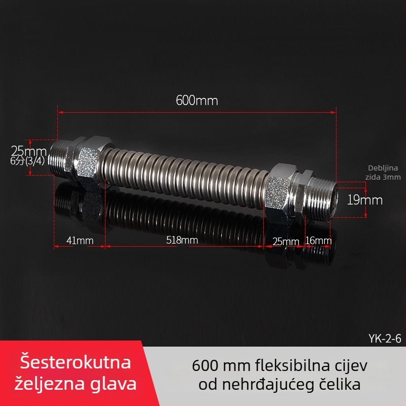 Nehrđajući čelični valoviti cijev s čeličnim vrhom za središnju klimatizaciju — nominalni tlak 1,6, radna temperatura 120°C, model čelični vrh