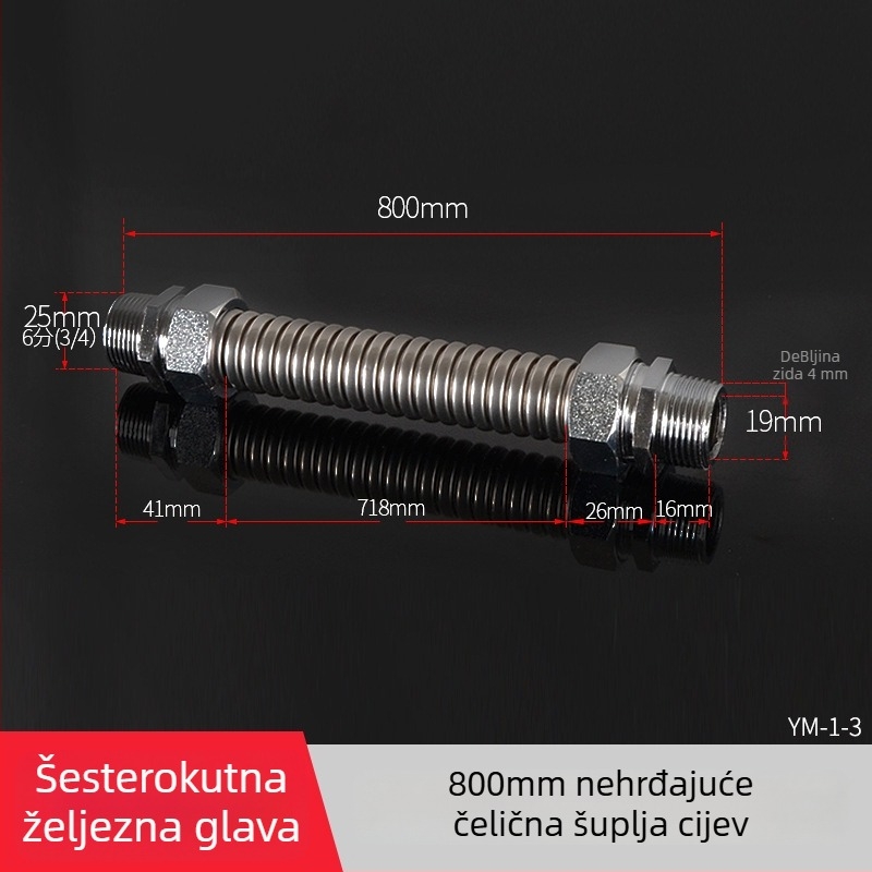 Nehrđajući čelični valoviti cijev s čeličnim vrhom za središnju klimatizaciju — nominalni tlak 1,6, radna temperatura 120°C, model čelični vrh