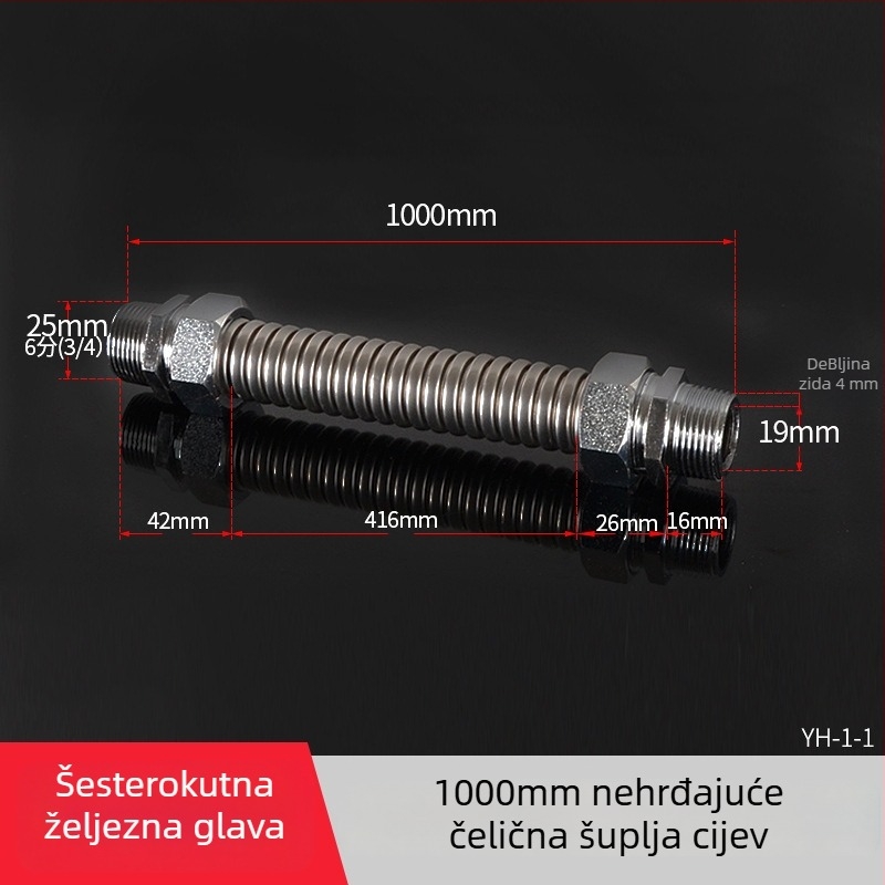 Nehrđajući čelični valoviti cijev s čeličnim vrhom za središnju klimatizaciju — nominalni tlak 1,6, radna temperatura 120°C, model čelični vrh
