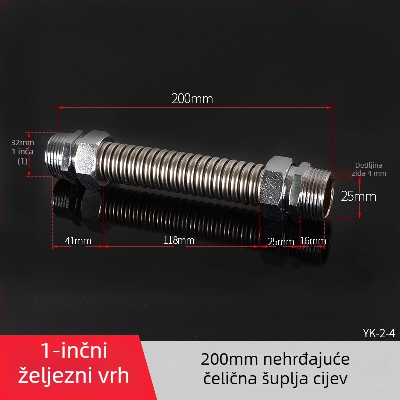 Nehrđajući čelični valoviti cijev s čeličnim vrhom za središnju klimatizaciju — nominalni tlak 1,6, radna temperatura 120°C, model čelični vrh