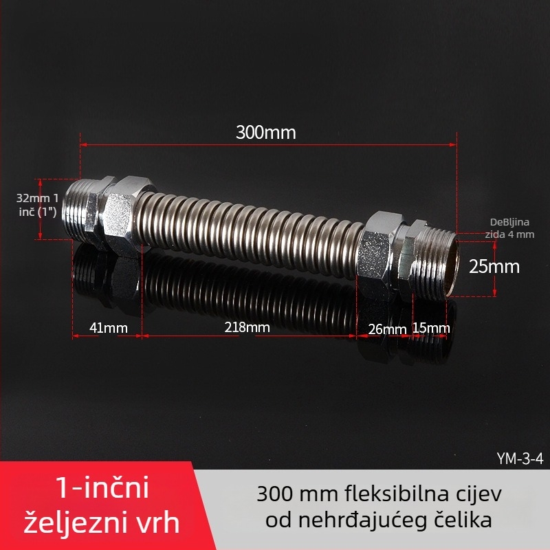 Nehrđajući čelični valoviti cijev s čeličnim vrhom za središnju klimatizaciju — nominalni tlak 1,6, radna temperatura 120°C, model čelični vrh