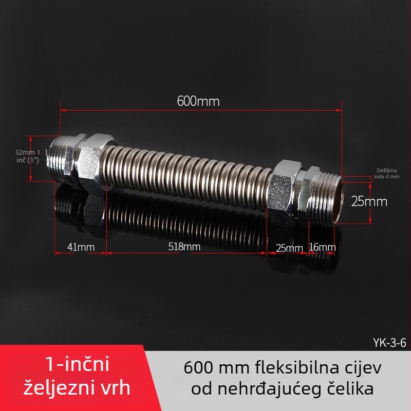 Nehrđajući čelični valoviti cijev s čeličnim vrhom za središnju klimatizaciju — nominalni tlak 1,6, radna temperatura 120°C, model čelični vrh