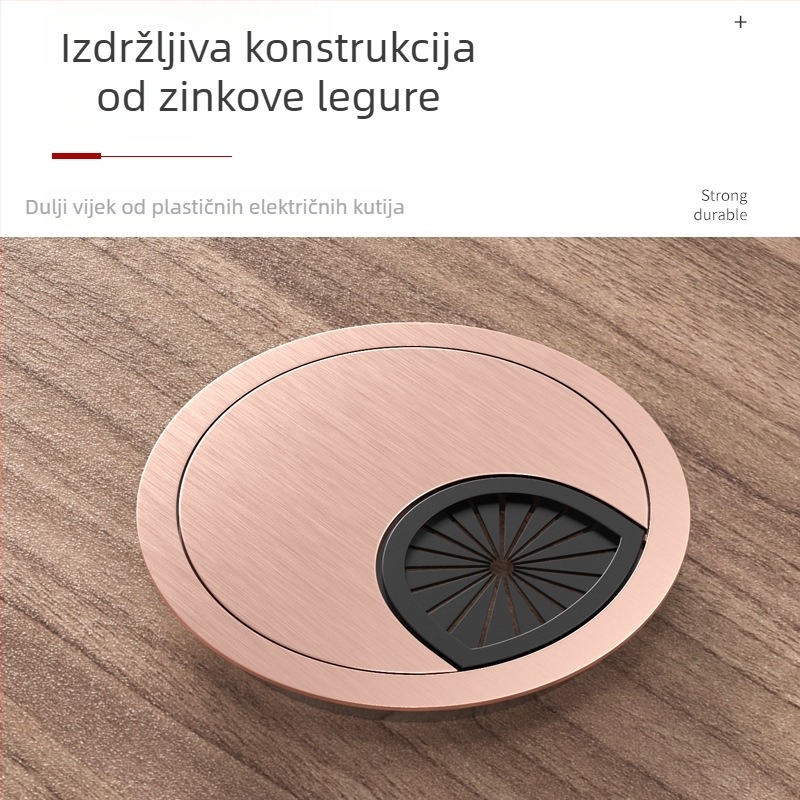 Poklopac rupe za kablove na stolu – zinkova zlitina, model 006, Tai Yanchen, za stol i računalni stol, novi kineski stil