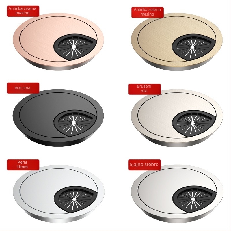 Poklopac rupe za kablove na stolu – zinkova zlitina, model 006, Tai Yanchen, za stol i računalni stol, novi kineski stil