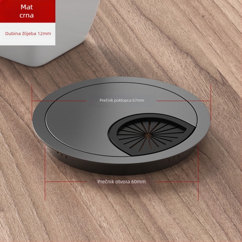 Poklopac rupe za kablove na stolu – zinkova zlitina, model 006, Tai Yanchen, za stol i računalni stol, novi kineski stil