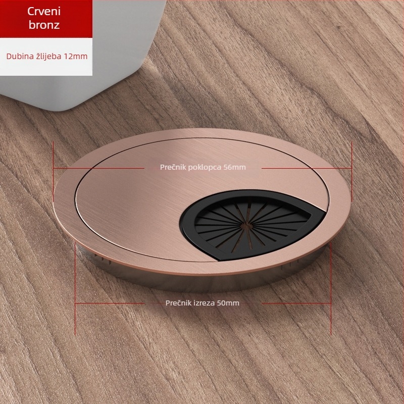 Poklopac rupe za kablove na stolu – zinkova zlitina, model 006, Tai Yanchen, za stol i računalni stol, novi kineski stil