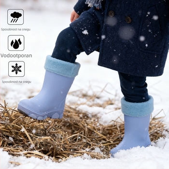 Dječje PVC čizme za kišu, unisex, niski nadkoljenik, ravna potplata, fleec obloga, četiri sezone, uzrast 4–16 godina