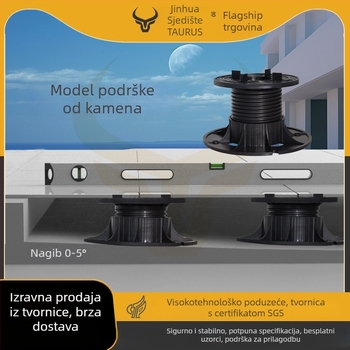 Univerzalna podrška s prilagodljivom glavom (0–5°), raspon 70–520 mm, nosivost 1–2 t, pogodna za izlaze, krove i terasne pločice