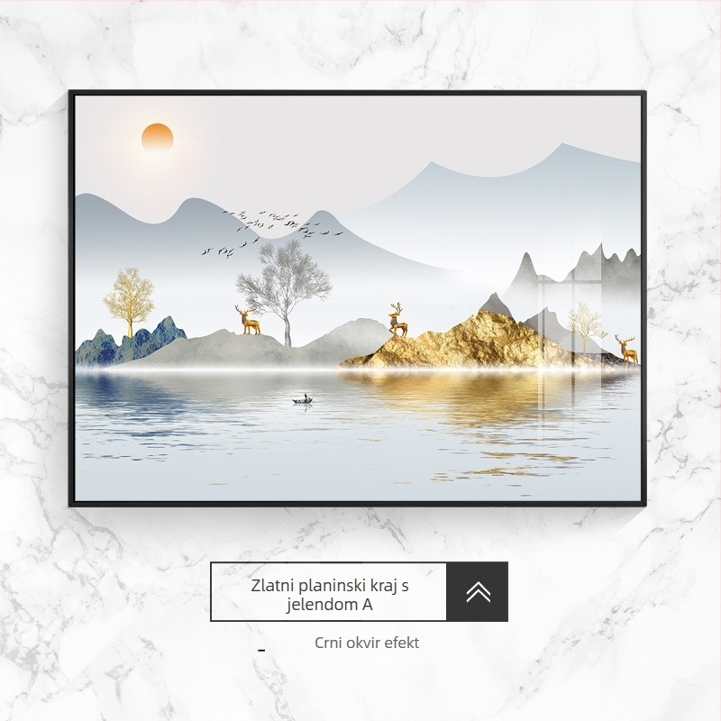 Dekorativna zidna slika za električni brojil, pejzaž, visi, okvir od aluminijske legure, slika od kristalnog porcelana, novi kineski stil