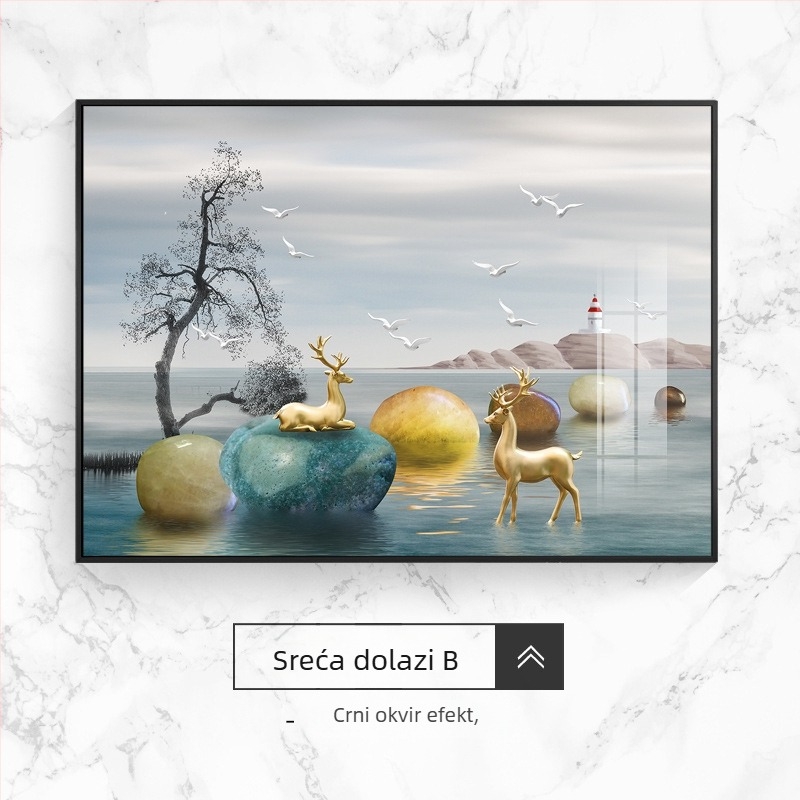 Dekorativna zidna slika za električni brojil, pejzaž, visi, okvir od aluminijske legure, slika od kristalnog porcelana, novi kineski stil