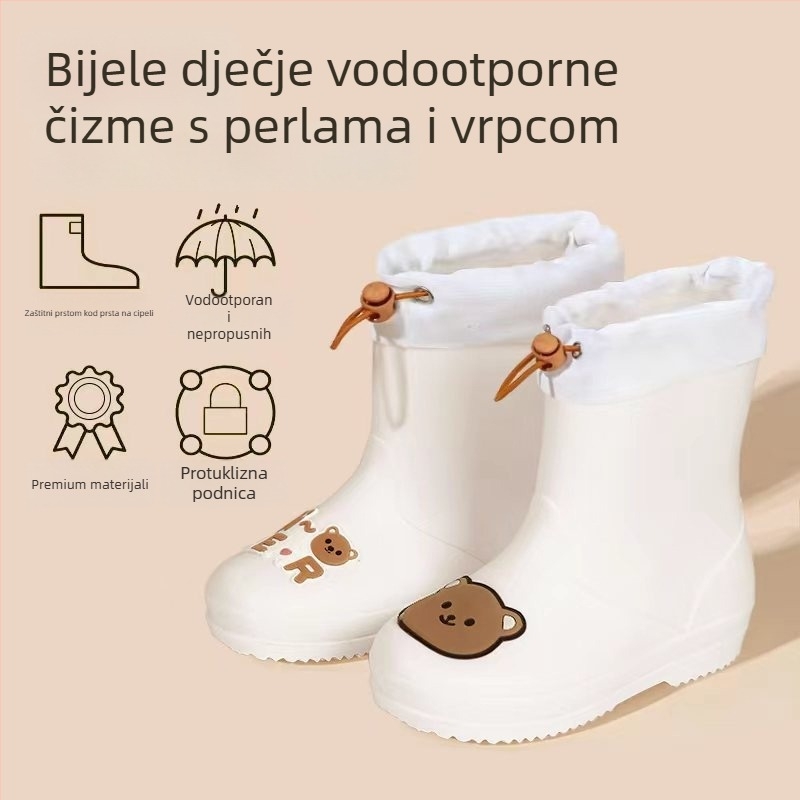 Dječje kišne čizme, srednje visoke, PVC gornji dio, vodootporne, protuklizna potplata, unutarnja pamučna podstava, za dob od 6 mjeseci do 6 godina