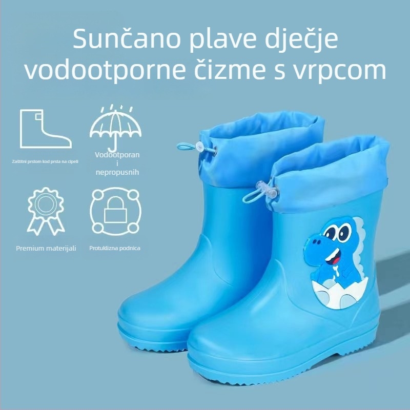 Dječje kišne čizme, srednje visoke, PVC gornji dio, vodootporne, protuklizna potplata, unutarnja pamučna podstava, za dob od 6 mjeseci do 6 godina