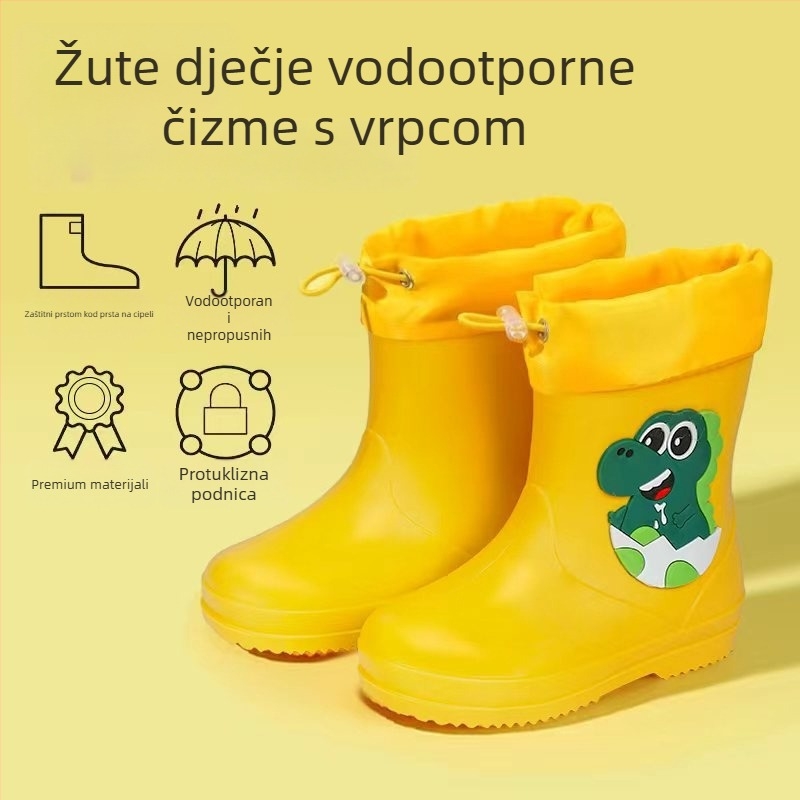 Dječje kišne čizme, srednje visoke, PVC gornji dio, vodootporne, protuklizna potplata, unutarnja pamučna podstava, za dob od 6 mjeseci do 6 godina