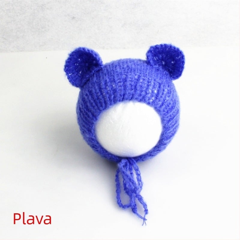 Pletena dječja kapa od mohare, oblik medvjedića, kupolasti vrh, topla za fotografiranje u proljeće/jesen, za dob 0–6 mjeseci