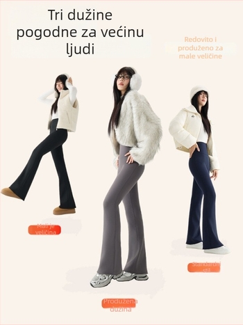 Hlače Bootcut za malu figuru, s širokim krojem, debelim fleec podstavom, visoka elastičnost