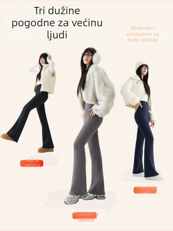 Hlače Bootcut za malu figuru, s širokim krojem, debelim fleec podstavom, visoka elastičnost