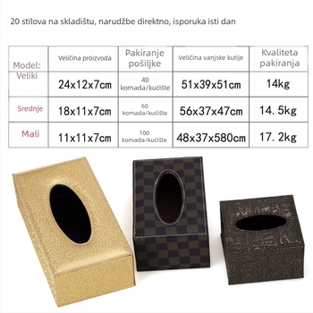 Kožna kutija za maramice – ručna izrada, izvlačna unutarnja posuda, model FJ-0741, mogućnost prilagođenog logotipa, pogodna za gostinjsku sobu i stol