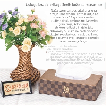 Kožna kutija za maramice – ručna izrada, izvlačna unutarnja posuda, model FJ-0741, mogućnost prilagođenog logotipa, pogodna za gostinjsku sobu i stol