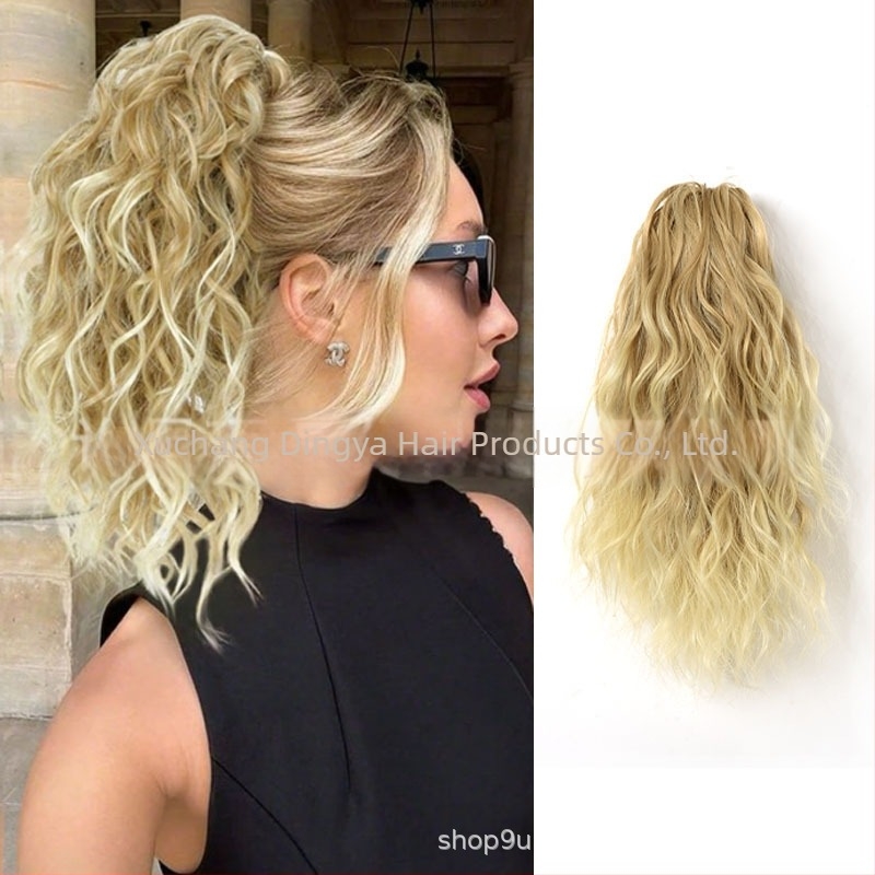 Ekstenzija za rep s velikim klipsom, kovrčava visoka rep, vlakna otporna na toplinu; može se bojati i kovrati.