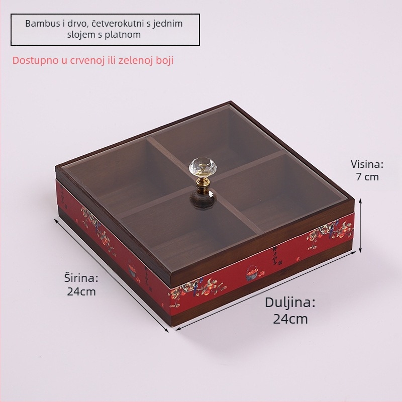 Drvena kutija za maramice s pretincem za daljinski upravljač — Novi kineski stil, Višenamjenska, Model 10029, za dnevni boravak i kupaonicu