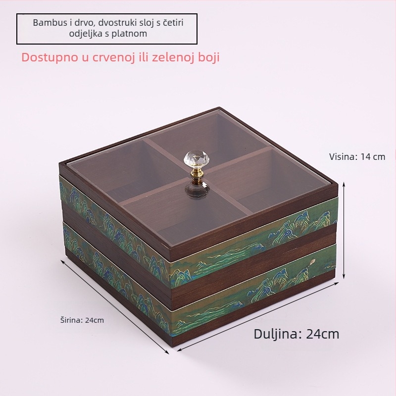 Drvena kutija za maramice s pretincem za daljinski upravljač — Novi kineski stil, Višenamjenska, Model 10029, za dnevni boravak i kupaonicu