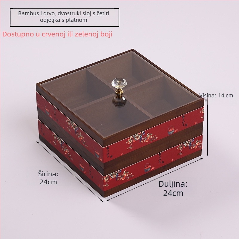 Drvena kutija za maramice s pretincem za daljinski upravljač — Novi kineski stil, Višenamjenska, Model 10029, za dnevni boravak i kupaonicu