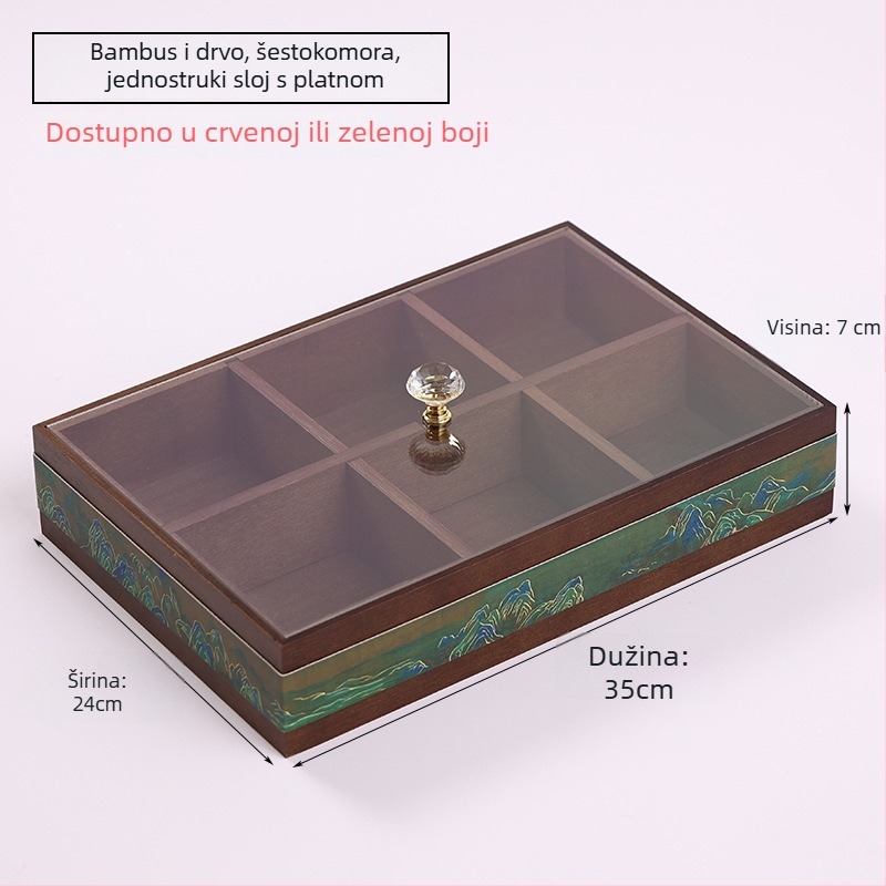 Drvena kutija za maramice s pretincem za daljinski upravljač — Novi kineski stil, Višenamjenska, Model 10029, za dnevni boravak i kupaonicu