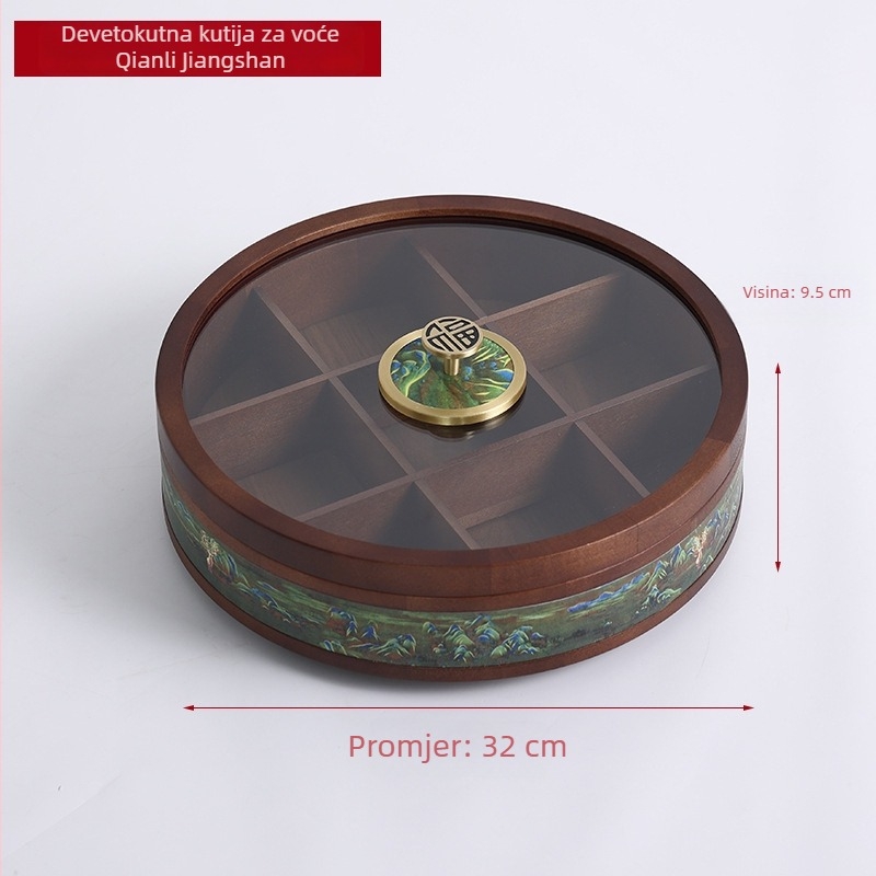 Drvena kutija za maramice s pretincem za daljinski upravljač — Novi kineski stil, Višenamjenska, Model 10029, za dnevni boravak i kupaonicu