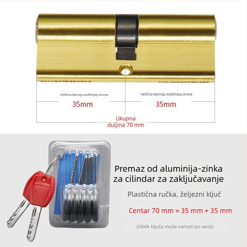 Cilindar zaključavanja za protivkrađna vrata, aluminijsko-cinkov premaz, model 8010, moderan minimalistički stil