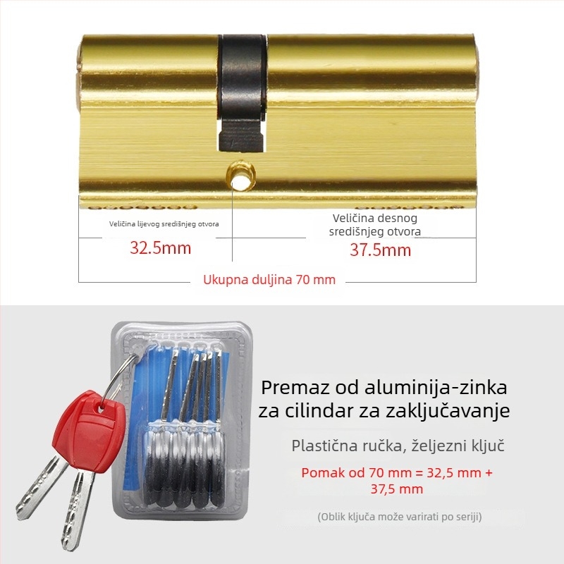 Cilindar zaključavanja za protivkrađna vrata, aluminijsko-cinkov premaz, model 8010, moderan minimalistički stil