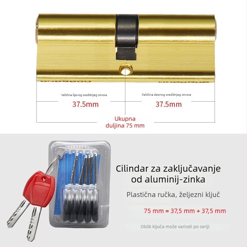 Cilindar zaključavanja za protivkrađna vrata, aluminijsko-cinkov premaz, model 8010, moderan minimalistički stil